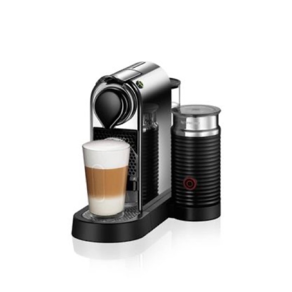 DeLonghi Nespresso Citiz Chrome & Milk LIKE NEW Aeroccino Milk Frothe never used
